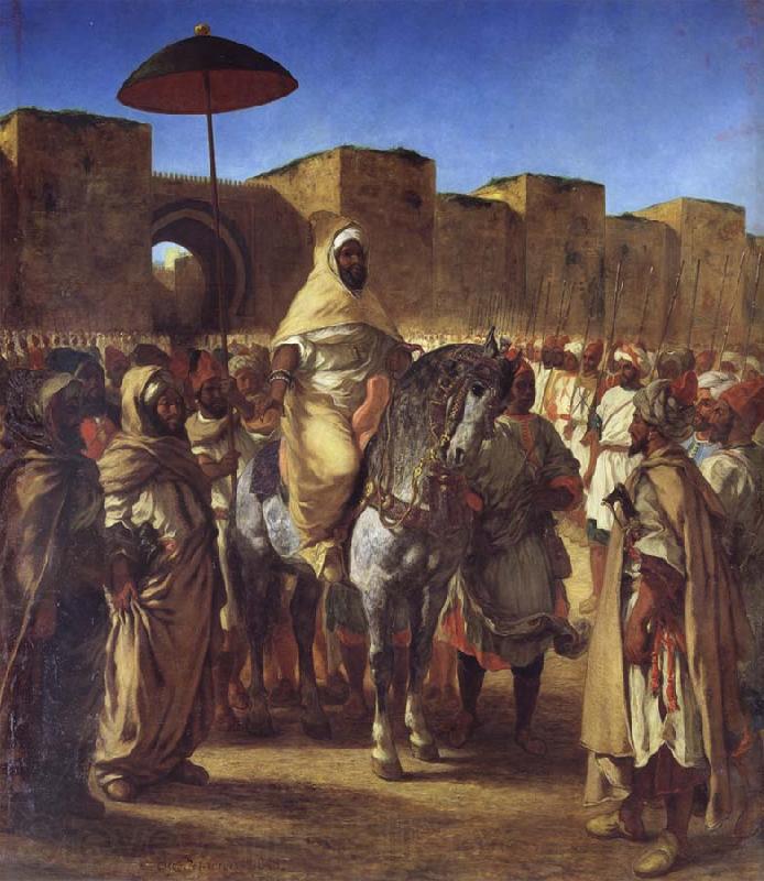 Eugene Delacroix Mulay Abd al-Rahman,Sultan of Morocco,Leaving his palace in Meknes,Surrounded by his Guard and his Chief Officers Norge oil painting art